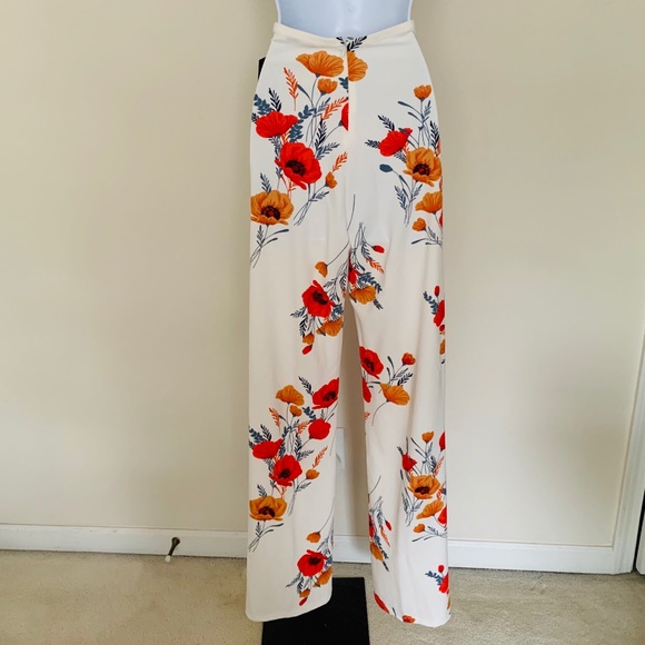 Wide leg floral white pants - Picture 2 of 4